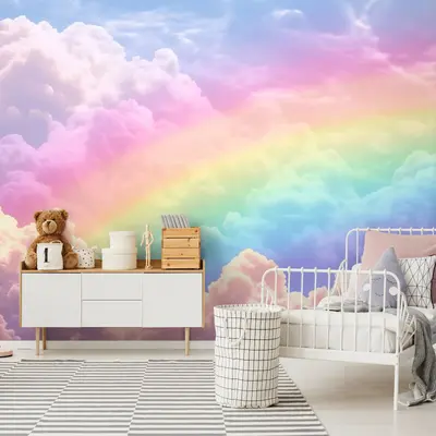 Fototapete Kinderzimmer Regenbogen am Himmel VLIES TAPETE XXL + KLEISTER 161