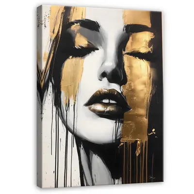 ABSTRAKT FRAU GOLD Leinwand Bilder Wohnzimmer groß Bild Leinwandbild Wandbilder