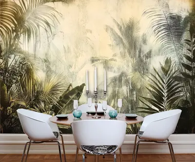 Fototapete Beige Tropischer Wald Wohnzimmer VLIES TAPETE XXL + KLEISTER 166