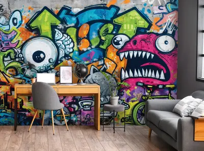 Fototapete Kinderzimmer Graffiti Bunt Spray Art VLIES TAPETE XXL + KLEISTER 748