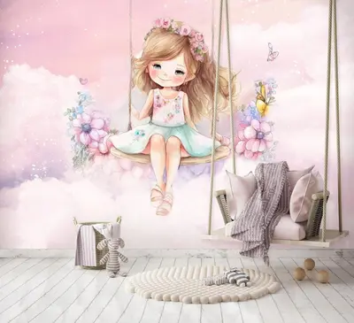 Fototapete Kinderzimmer Mädchen Ballerina Wolken VLIES TAPETE XXL + KLEISTER