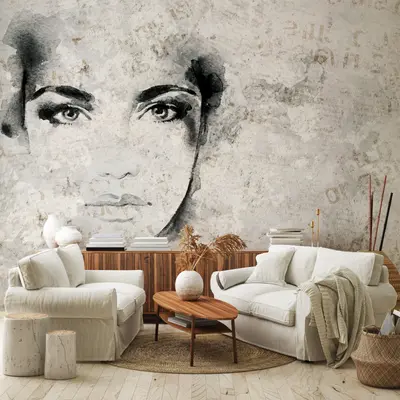 Fototapete Abstrakt Grau Gesicht Wohnzimmer Schlafzimmer VLIES TAPETE XXL 179