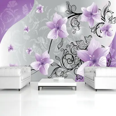 Vlies Fototapete BLUMEN 3D Lila Kunst Orchidee Ornamente Schlafzimmer Romantisch