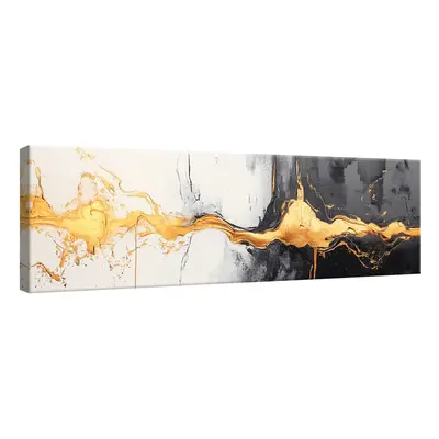 Leinwand Bilder Groß Abstrakt Gold Modern XXL Wandbild Leinwandbild 145x45