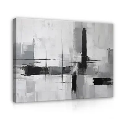 ABSTRAKT SCHWARZ GRAU Leinwand Bilder Wohnzimmer Bild Leinwandbild Wandbilder