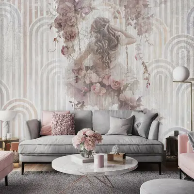 Fototapete Frau Blumen Struktur Wohnzimmer Schlafzimmer VLIES TAPETE XXL 174