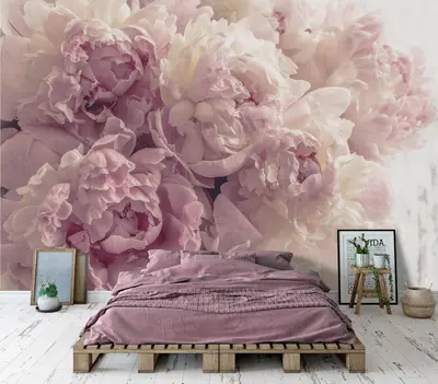 Fototapete Blumen Rosa Pfingstrosen Schlafzimmer VLIES TAPETE XXL + KLEISTER