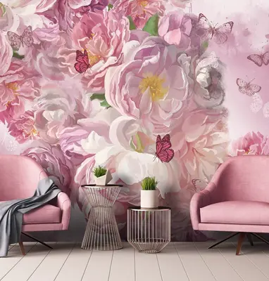 Fototapete Blumen Rosa Pfingstrosen Wohnzimmer VLIES TAPETE XXL + KLEISTER
