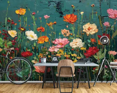 Fototapete Blätter Blumen Aquarell Farben Grün VLIES TAPETE XXL + KLEISTER 758