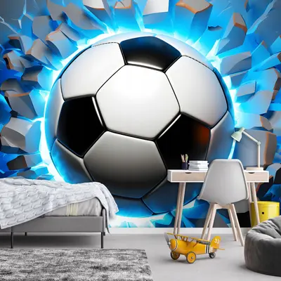 Fototapete Kinderzimmer Junge 3D Effekt Fussball Kinder VLIES TAPETE + KLEISTER
