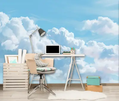 Fototapete Kinderzimmer Wolken Himmel Weiß Blau VLIES TAPETE XXL + KLEISTER 573