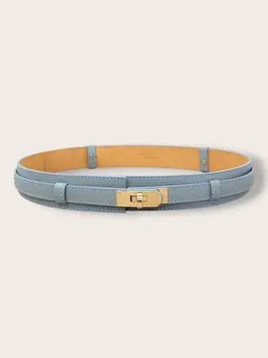 Damen Ledergürtel Himmelblau 4 cm Gold Schnalle Gürtel Echtleder Verstellbar