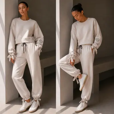 Damen-Freizeitanzug – Zweiteiliges Set „Butter Soft“ Loungewear mit Bindungen