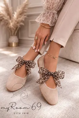 Damen Ballerinnas mit Schleife und Leder Sohle Gr. 39