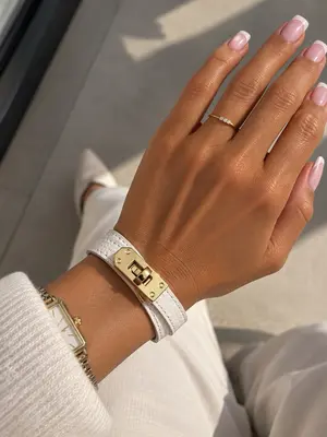 Damen Lederarmband mit goldfarbenem Verschluss - 100% Echtleder Weiß
