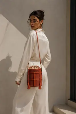 Damentasche aus 100% Leder Handtasche Umhängetasche Schulter Beuteltasche
