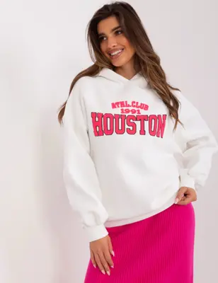 Damen Casual Swestshirt mit Kapuze und Schriftzug Weiß