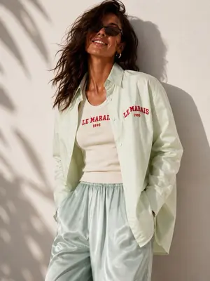 Damen Zweiteiliges Set Top & Langarmiges Hemd mit Stickerei Le Marais. Minze