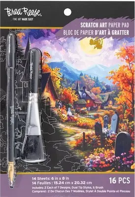 Brea Reese BRIGHT COUNTRY Scratch Art Papier Block 6" x 8" Halloween NEU