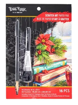 Brea Reese KAMIN Scratch Kunst Papier Block 6" x 8" Weihnachten NEU