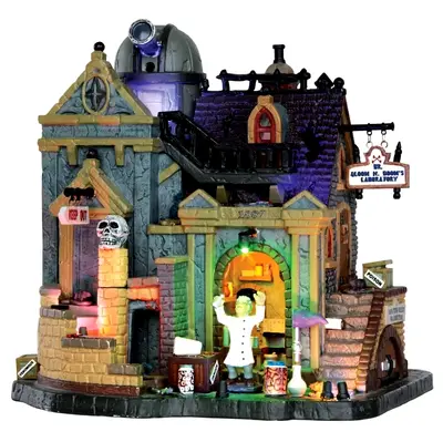 Lemax DR GLOOM N. DOOM'S LABOR #35493 Spooky Town Building 2013 RETIRED NEU