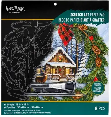 Brea Reese FROSTY FOREST Scratch Art Papier Block 12" x 12" Weihnachten NEU