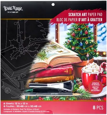 Brea Reese KAKAO & DEKOR Scratch Kunst Papier Block 12" x 12" Weihnachten NEU