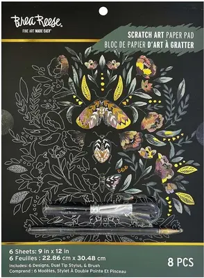 Brea Reese FALL FLORALS Scratch Art Papier Block 9" x 12" NEU