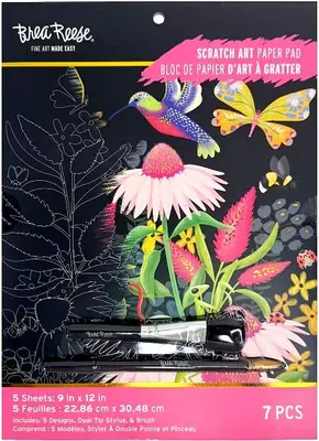 Brea Reese BOTANISCHE BLÜTEN Scratch Kunst Papier Block 9" x 12" NEU