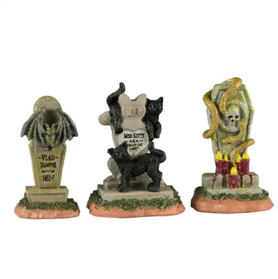 Lemax SPOOKY TOWN HEADSTONES 3er Set # 44315 Spooky Town Village 2024 NEU