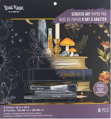 Brea Reese COVEN Scratch Art Papier Block 12" x 12" Halloween NEU
