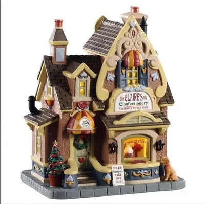 Lemax Claire's Confectionery # 05665 Weihnachtsdorf beleuchtetes Gebäude Neu OVP