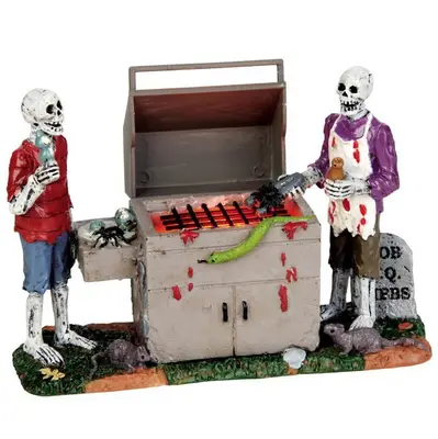 Lemax GORY GRILLIN Skeletons # 54912 Halloween Spooky Town Village Figur NEU