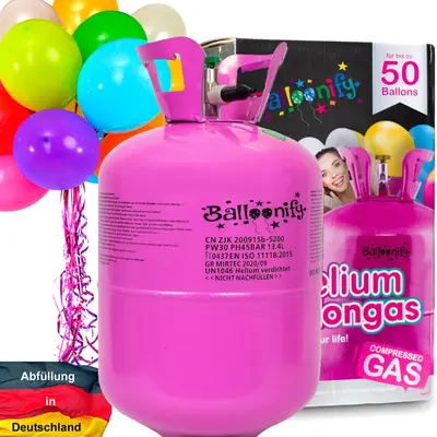BALLONGAS + LUFTBALLONS + ZUBEHÖR - Heliumflasche Heliumgas Helium Flasche Party