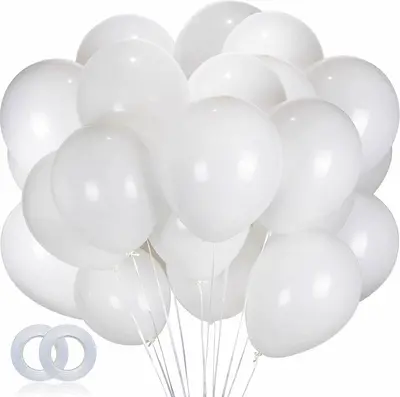 100 WEISSE LUFTBALLONS Helium Luft Party Deko Geburtstag Hochzeit Ballon Ø30m