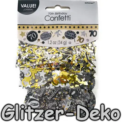 KONFETTI 70. GEBURTSTAG - Gold Silber Geburtstagsdeko Deko Tischdeko Streudeko