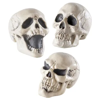 3 Totenköpfe als Deko für Halloween Grusel Party Karneval Totenkopf Skull - 12cm