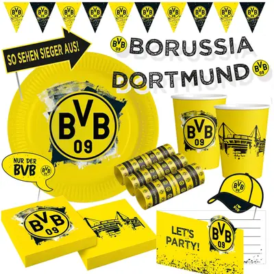 BORUSSIA DORTMUND - BVB 09 Party Geschirr Deko Kindergeburtstag Fußball Kinder