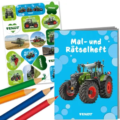 Mitgebsel-Set FENDT TRAKTOR: Malbuch + Sticker + Stifte | Party Kindergeburtstag