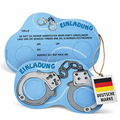 6 EINLADUNGSKARTEN POLIZEI DETEKTIV Kindergeburtstag Kinder Party Einladungen