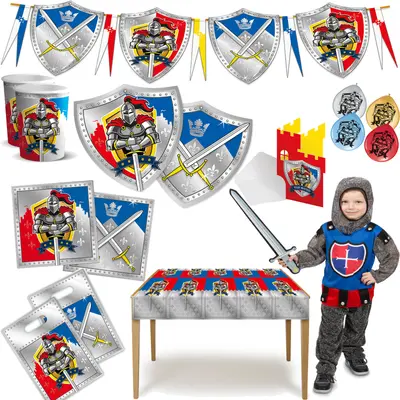 RITTER - Geschirr + Deko Kindergeburtstag Mottoparty Kinder Geburtstag Party FLT