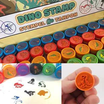 10 DINO STEMPEL - T-Rex Dinosaurier Kinder Stempelset Kindergeburtstag Mitgebsel