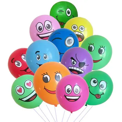12 LUFTBALLONS LACHGESICHTER für Helium Luft Deko Kindergeburtstag Kinder Party