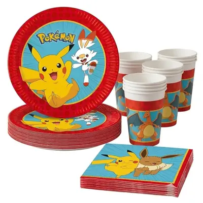 Party-Set POKEMON - NEXT GENERATION Geschirr Deko Kinder Geburtstag - 36 Teile
