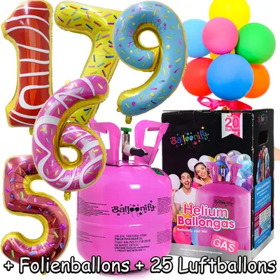 FOLIENBALLONS + BALLONGAS + LUFTBALLONS - 1-99 Geburtstag Party Deko Set Helium