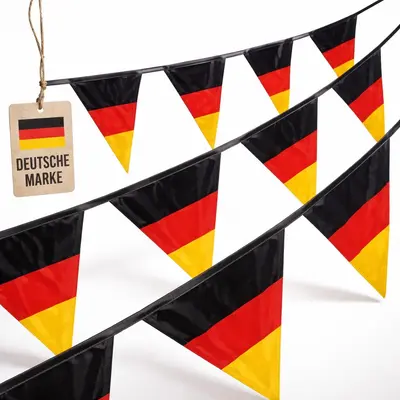 Deutschland Wimpelgirlande 10m WM 2026 Deko Schwarz Rot Gelb Gold Fußball Party