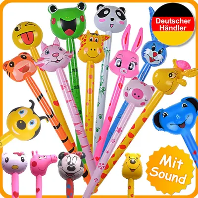 AUFBLASBARE STECKENPFERD STICKS Tiere Spielzeug Party Deko Kindergeburtstag Pool