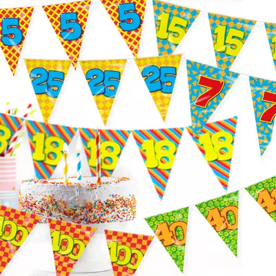 ZAHLEN WIMPELKETTE GEBURTSTAG -10m Girlande Party Deko Kindergeburtstag Jubiläum