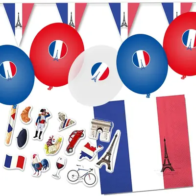 FRANKREICH PARTY SET - 72tlg. Deko Länderparty Mottoparty Party France EM 2028