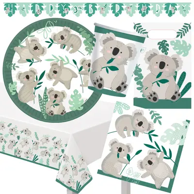 KOALA PARTY - Geschirr Deko Wildnis Zoo Tiere Kindergeburtstag Kinder Geburtstag